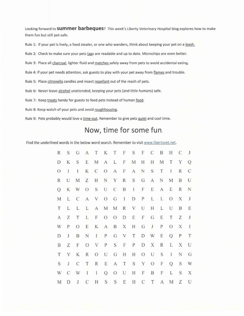 Summer rules with word search